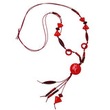 Kette, Scheibe rot, Perlen rot-ton