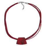 Kette Kunststoffperle Trapez rot-schwarz-marmoriert matt Kordel rot 45cm
