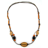 Kette, braun-beige, Holzperle braun