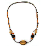 Kette, braun-beige, Holzperle braun