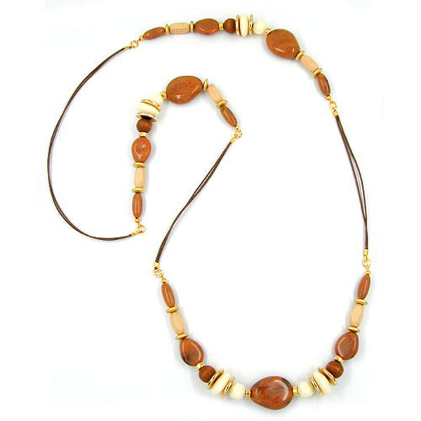 Kette, nougat-beige, Kordel braun