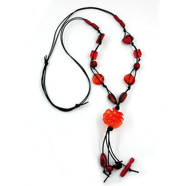 Kette, Spiralperle rot-matt