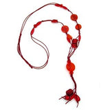 Kette, Krokoperle rot-transparent