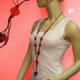 Kette, Krokoperle rot-transparent