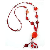 Kette, Spiralperle rot, rot-marmoriert