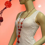 Kette, Spiralperle rot, rot-marmoriert