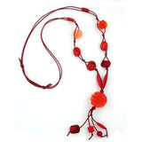 Kette, Spiralperle rot, rot-marmoriert