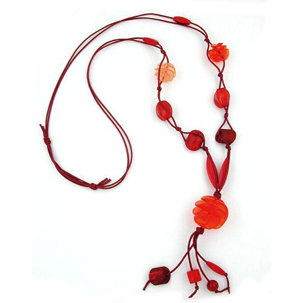Kette, Spiralperle rot, rot-marmoriert