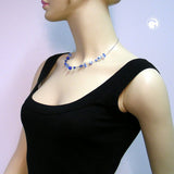Kette, Glas, blau-transparent, Draht