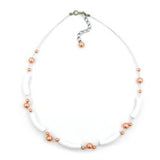 Kette, weiß-matt, Perle apricot
