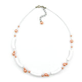 Kette, weiß-matt, Perle apricot