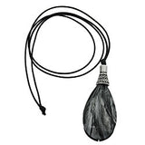 Kette 85x36mm Tropfen schwarz-silbergrau-marmoriert 100cm