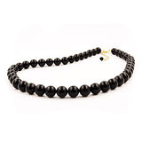 Kette, Perlen 8mm, schwarz-glänzend