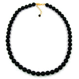 Kette, Perlen 10mm, schwarz-glanz, 50cm