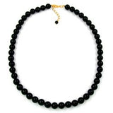 Kette, Perlen 10mm, schwarz-glanz, 50cm