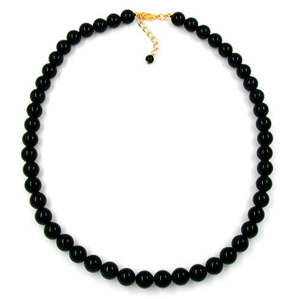 Kette, Perlen 10mm, schwarz-glanz, 50cm