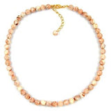 Kette, Perle 8mm, beige-marmor