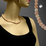 Kette, Perle 8mm, beige-marmor