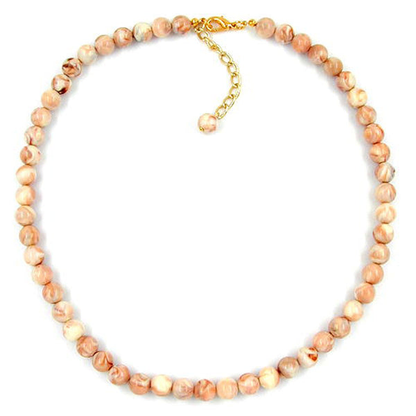 Kette, Perle 8mm, beige-marmor