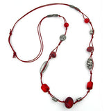 Kette, rot-marmoriert, altsilber