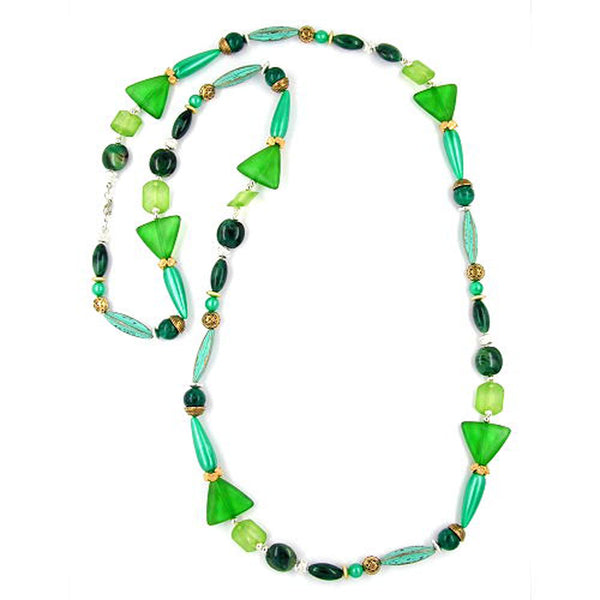 Kette, grün-patina-kiwi altsilber