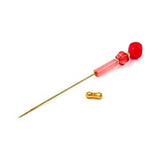 Hutnadel, rot-transparent-goldfarben
