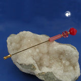Hutnadel, rot-transparent-goldfarben