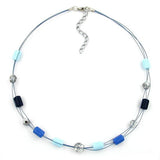 Kette, Glas blau-kristall, Draht