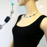 Kette, Glas blau-kristall, Draht