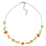 Kette Drahtkette mit Glasperlen gelb-orange-transparent 44cm