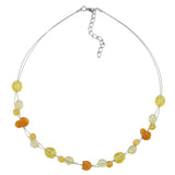 Kette Drahtkette mit Glasperlen gelb-orange-transparent 44cm