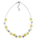 Kette Drahtkette mit Glasperlen gelb und kristall silber-verspiegelt 44cm