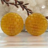 Clip Ohrring 28mm perlmutt-gelborange glänzend Kunststoff-Bouton