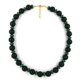 Kette, Perle 16 schwarz, Holz grün