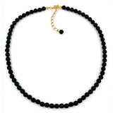 Kette, 6mm Perlen, schwarz-glänzend