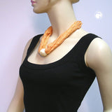 Kette, Seidenschal apricot, beige