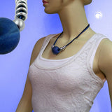 Kette, Perle blau-matt, Perle chrom