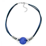 Kette, Perle blau-matt, Perle chrom