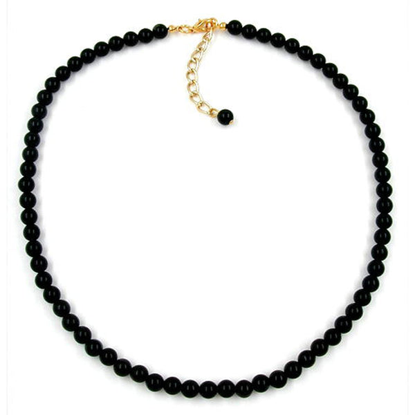 Kette, Perlen 6mm, schwarz-glanz, 40cm
