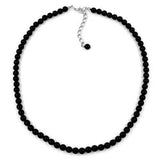 Kette, Perlen 6mm schwarz-glänzend, 40cm