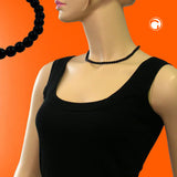 Kette, Perlen 6mm schwarz-glänzend, 40cm
