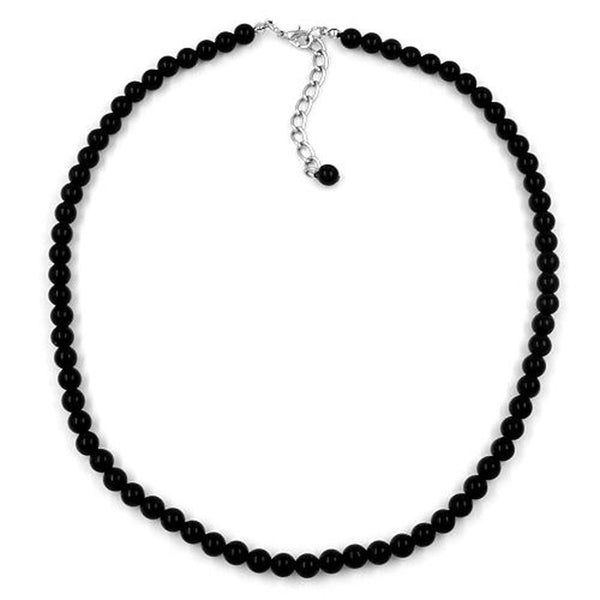 Kette, Perlen 6mm schwarz-glänzend, 40cm