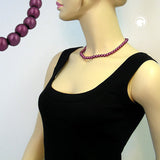 Kette, Perlen 8mm, lila-wachs