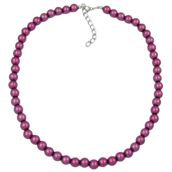 Kette, Perlen 8mm, lila-wachs