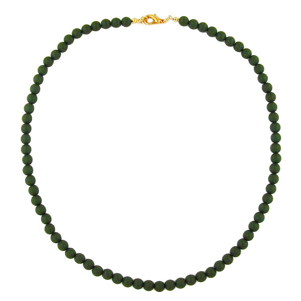 Kette, Rundperle, 8mm, olivmatt