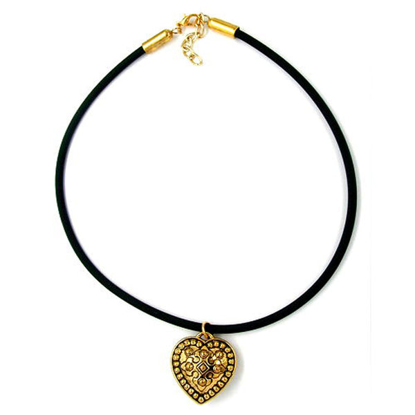 Kette, Ritterherz altgoldfarben, Gummi