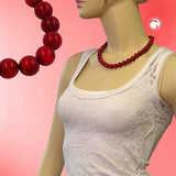 Kette 10mm Kunststoffperlen johannisbeerrot-marmoriert 45cm