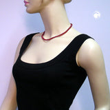 Kette, Perlen 6mm, weinrot-seide, 40cm