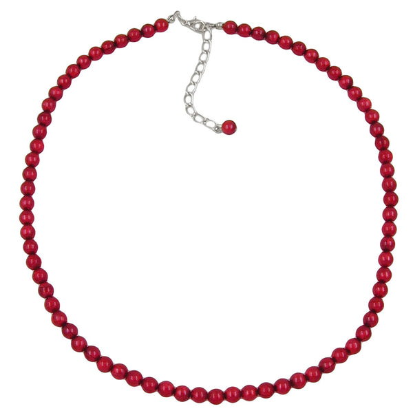 Kette, Perlen 6mm, weinrot-seide, 40cm