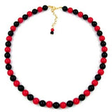 Kette, 10mm Perlen, schwarz-rot